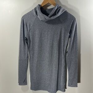 Athleta Gray Cowl Neck Long Sleeve Thermal Hooded Top with Thumb Holes